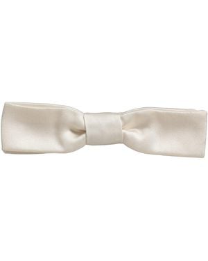 Dolce & Gabbana Men White 100% Silk Adjustable Neck Papillon Bow Tie - Grey