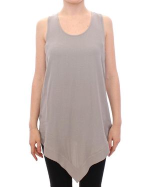 Comeforbreakfast Gray Viscose Tank Top Shirt Blouse