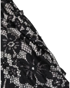 Dolce & Gabbana Black White Floral Lace Sleeveless Midi Dress