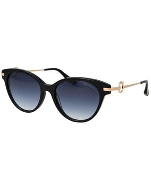Trussardi Black Acetate Sunglasses - Blue