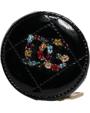 Dolce & Gabbana Leather Zip Around Embellished Coin Purse - Black