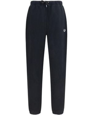 Fred Perry Black Cotton Sweatpants (workout Pants) - Blue