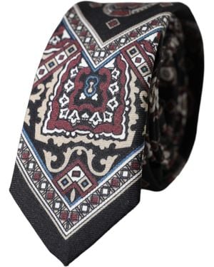Dolce & Gabbana Black Printed 100% Silk Adjustable Men Tie
