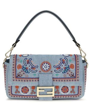 Fendi Blue Cotton Shoulder Bag