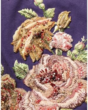 Dolce & Gabbana Floral Embellsihed Midwaist Mini Skirt Cotton - Purple