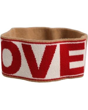 Dolce & Gabbana Beige Cashmere Knitted Embroidered Head Band One Size Hat