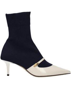 Jimmy Choo Blue Fabric Ankle Boots