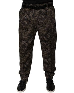 Dolce & Gabbana Camouflage Print Trousers Pt0079 - Black