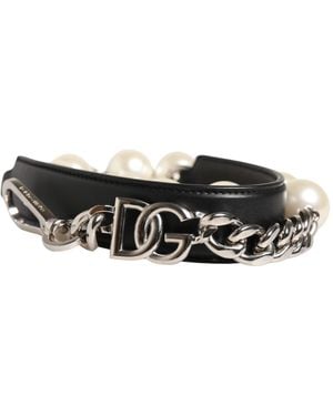 Dolce & Gabbana Leather Chain Bag Accessory Shoulder Strap - Black