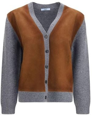 Prada Multicolor Wool Oves Aries Cardigan - Brown