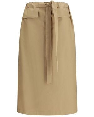 Fabiana Filippi Beige Cotton Midi Skirt - Natural
