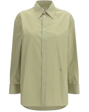 Saint Laurent Vertical Striped Button Shirt - Green