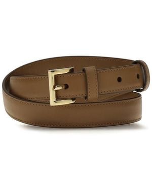 Prada Beige Calf Leather Bos Taurus Regular Belt - Brown