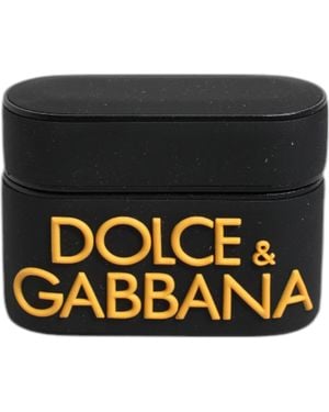 Dolce & Gabbana Silicone Embossed Logo Airpods Case Pvc Polycarbonate Rubber Accessory - Black