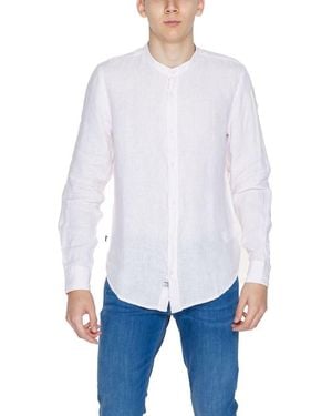 Blauer Multicolour Linen Dress Shirt - White