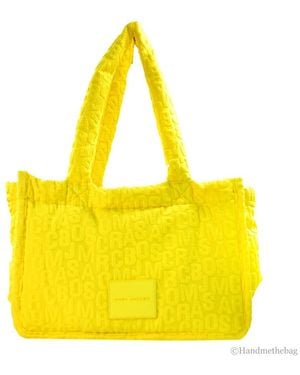 Marc Jacobs Medium The Terry Fabric Golden Kiwi Monogram Tote Bag Purse - Yellow