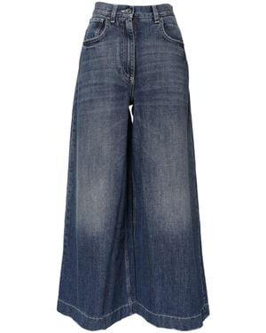 Dolce & Gabbana Blue Cotton High Waist Wide Leg Denim Jeans