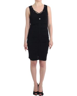 Roccobarocco Black Pencil Sheath Dress