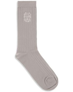 Brunello Cucinelli Beige Cotton Socks - Gray