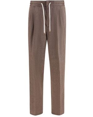 Brunello Cucinelli Brown Linen Casual Pants