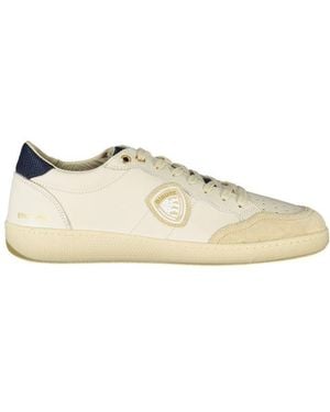Blauer White Polyurethane Men Trainer - Natural