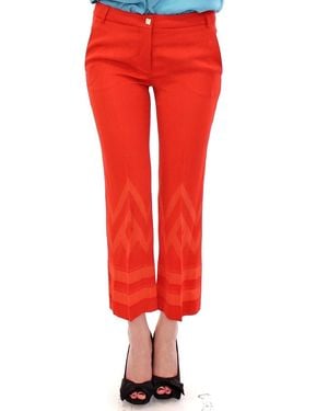 Versace Chevron Detail Cropped Pants - Red