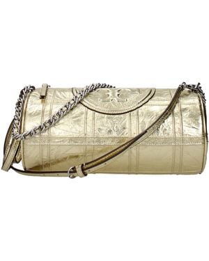 Tory Burch Gold Leather Shoulder Bag - Natural