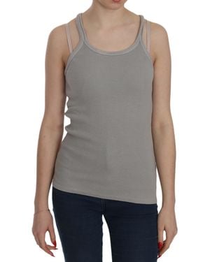 Pink Memories Memories Elegant Sleeveless Cotton Blouse - Gray
