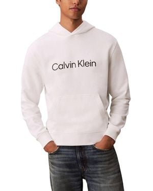 Calvin Klein White Cotton Hoodie - Gray