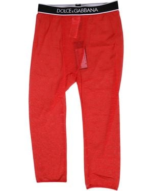 Dolce & Gabbana Logo Lace Tight Midi Pants Underwear Nylon Elastane - Red