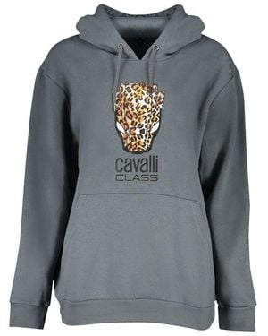 Roberto Cavalli Elegant Hooded Fleece Sweatshirt - Gray