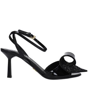 Prada Black Leather Stiletto Heel Sandals