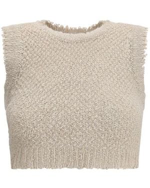 Roberto Cavalli Knit Crop Top - Natural
