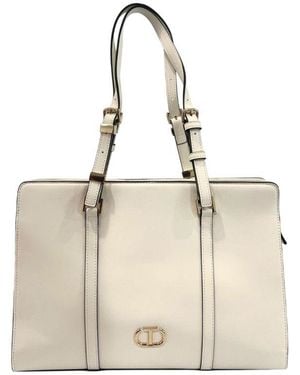 Twinset White Pu Shoulder Bag - Natural