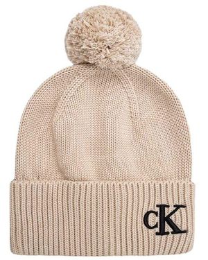 Calvin Klein Beige Cotton Caps Baseball Hat - Natural