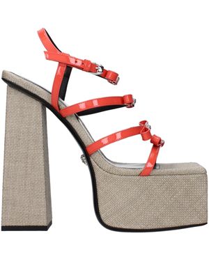 Versace Orange Leather Sandal - Multicolour