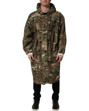 Dolce & Gabbana Multicolour Camouflage Hooded Coat Jacket - Green