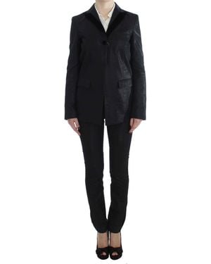 Exte Black One Button Three Piece Suit