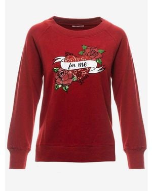 Gas Grey Cotton Sweatshirt - Red