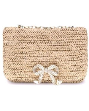 Self-Portrait Raffia Shoulder Bag - Natural