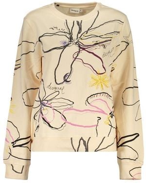 Desigual Pink Cotton Sweatshirt - Natural