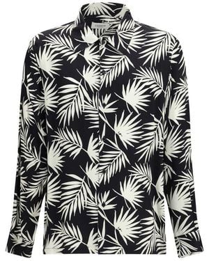 Laneus Black Viscose Pattern Shirt