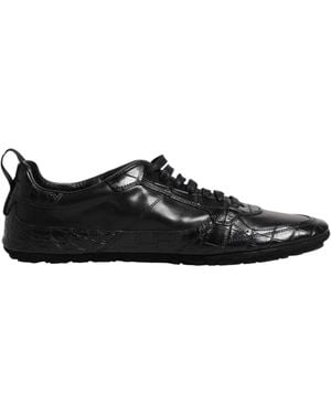 Dolce & Gabbana Black Exotic Leather Low Top Sneakers Shoes