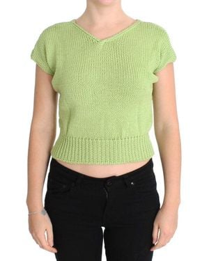Pink Memories Cotton Blend Knitted Jumper - Green