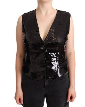 Dolce & Gabbana Elegant Sequined Sleeveless Vest Top - Black