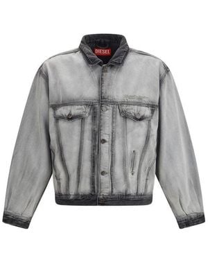 DIESEL Cotton Denim Jacket - Gray