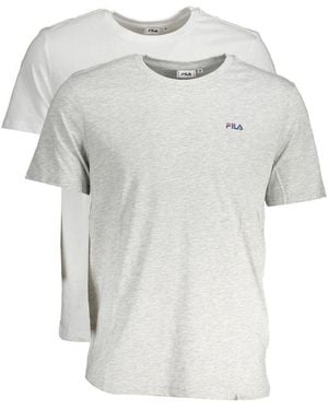 Fila Grey Cotton Men's T - White