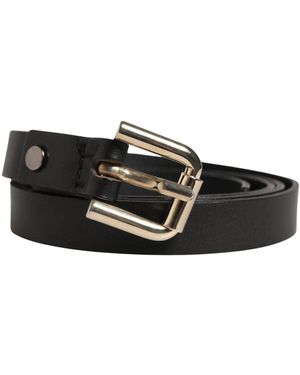 Gianfranco Ferré Black Leather Slim Gold Tone Buckle Waist Men Belt