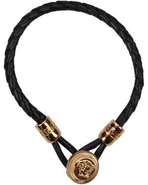 Versace Black Leather Bracelet