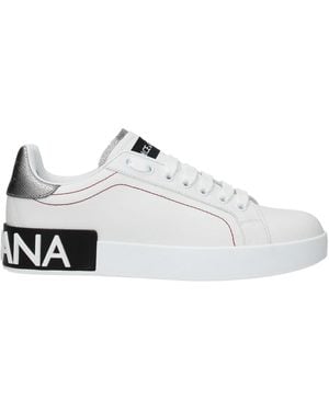 Dolce & Gabbana Leather Portofino Sneakers - White
